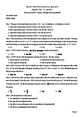 Đề thi thử THPT Quốc gia môn Vật lí năm 2019 - Đề số 2 (Có đáp án)